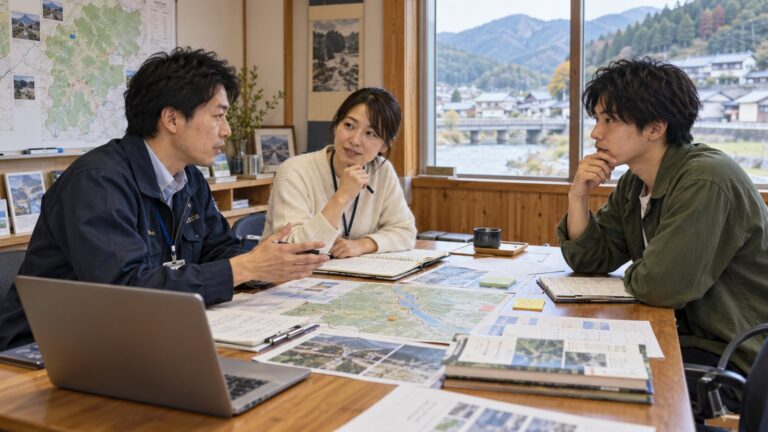 地域おこし協力隊の受入体制を考える場面を表したAI生成イメージ